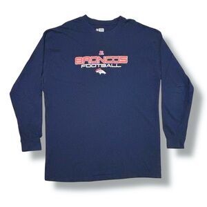NFL TEAM APPAREL Navy Crew Neck Long Sleeve Shirt Broncos Football